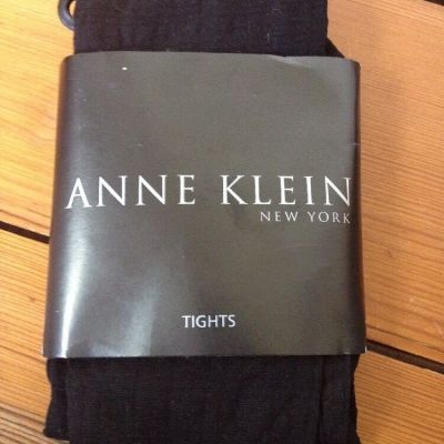 Black Anne Klein Square Texture Pattern Nylon Lycra Blend Tights USA Made Tall